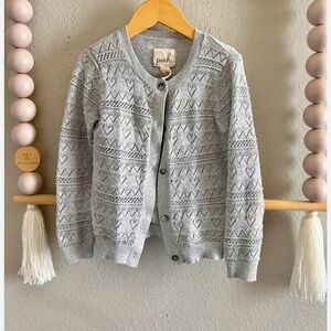 Sparkly Grey Button-up Sweater by Peek